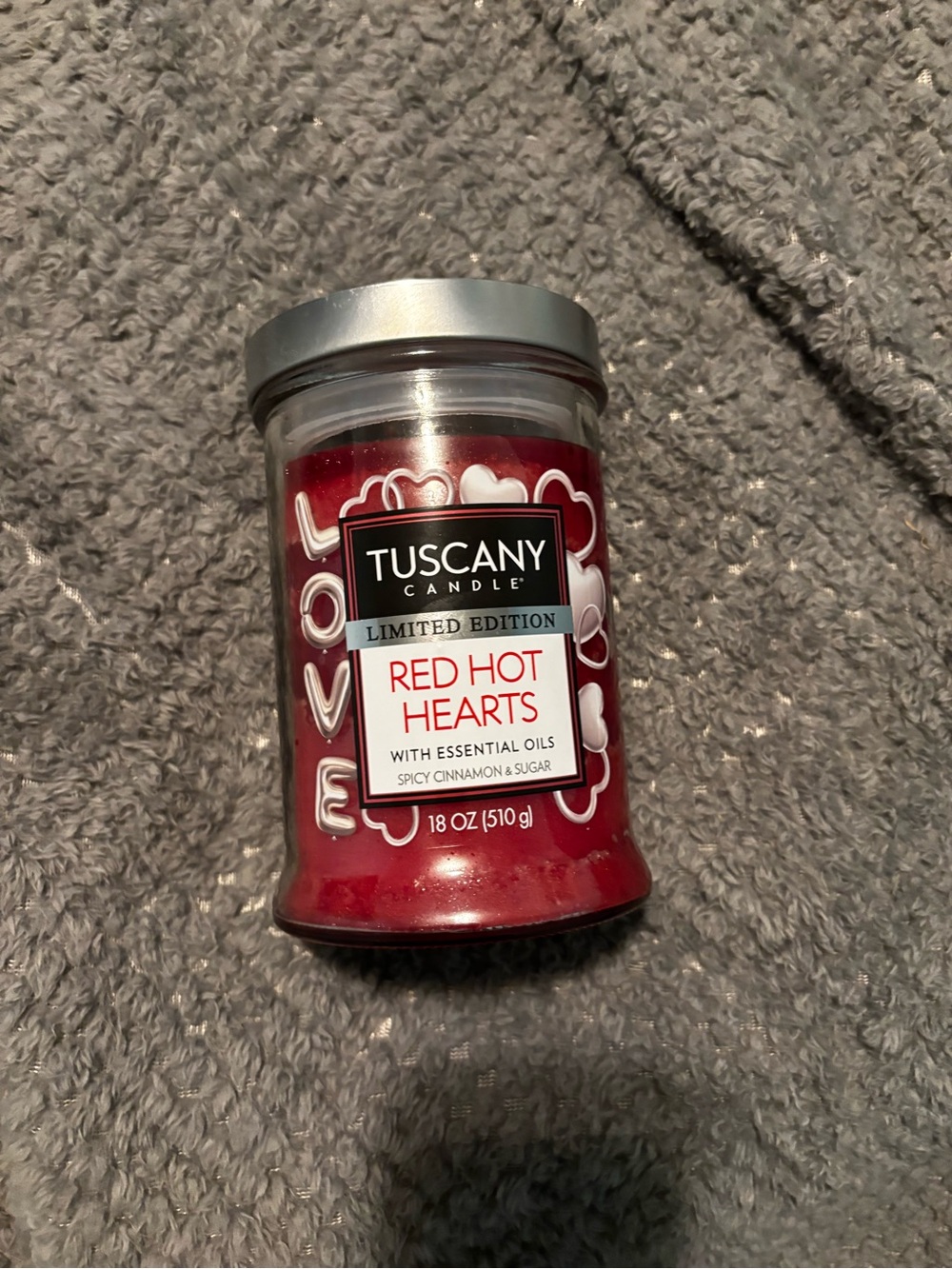 New never used Red Hot Hearts Scented Jar Candle - Red